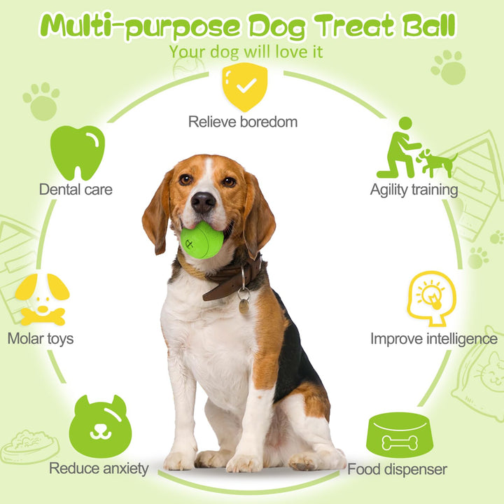 Dog Puzzle Toy 2 Pack, Interactive Dog Toys for Treat Dispensing, Durable Puppy Toys for Teething, Dog Treat Ball for Teeth/Slow Feeder/IQ Training/Playing, Blue-2.75‘’, Green-3.14‘’