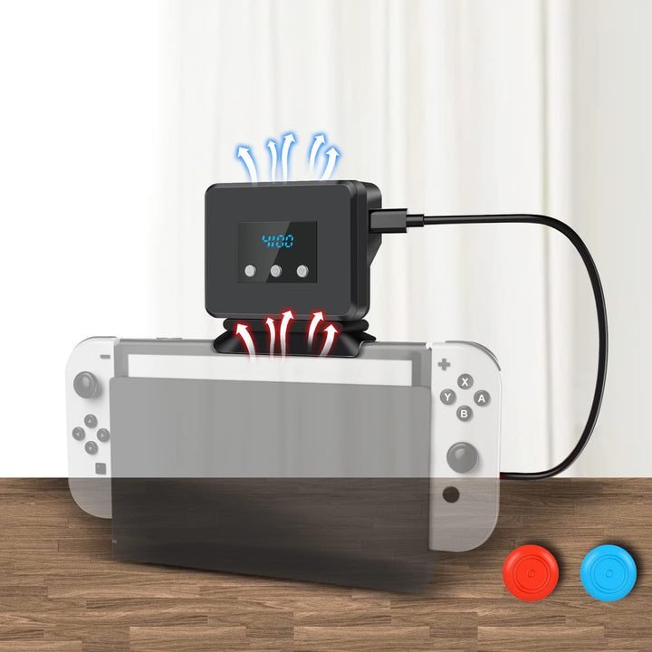 Cooling Fan for Nintendo Switch, Cooler Replacement Kit for Nintendo Switch Docking Station Dock Set, Adjustable Fan Speed, LED Temperature &amp; Speed Display, 3 Buttons Control, Micro USB Cable Powered