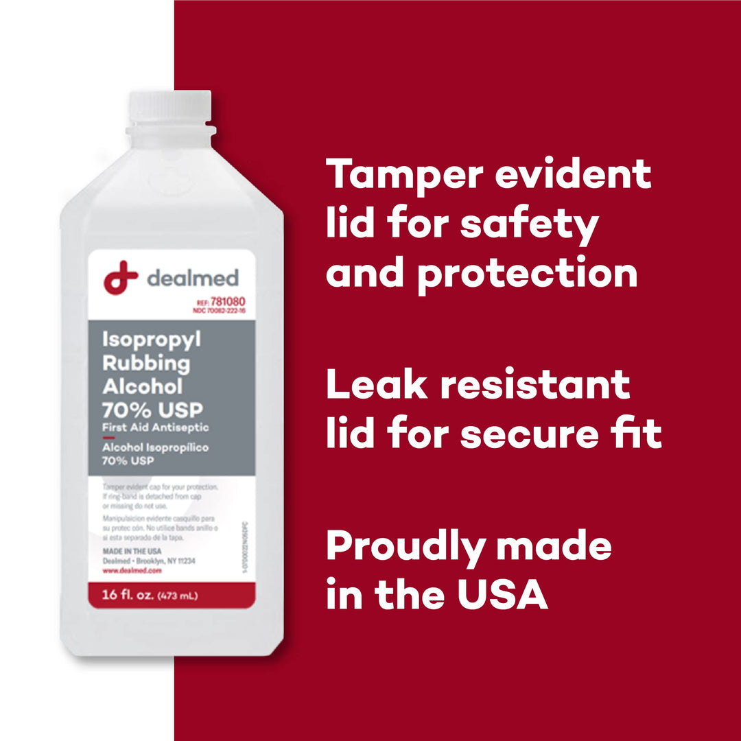 Dealmed Isopropyl Rubbing Alcohol 70% USP, First Aid An
