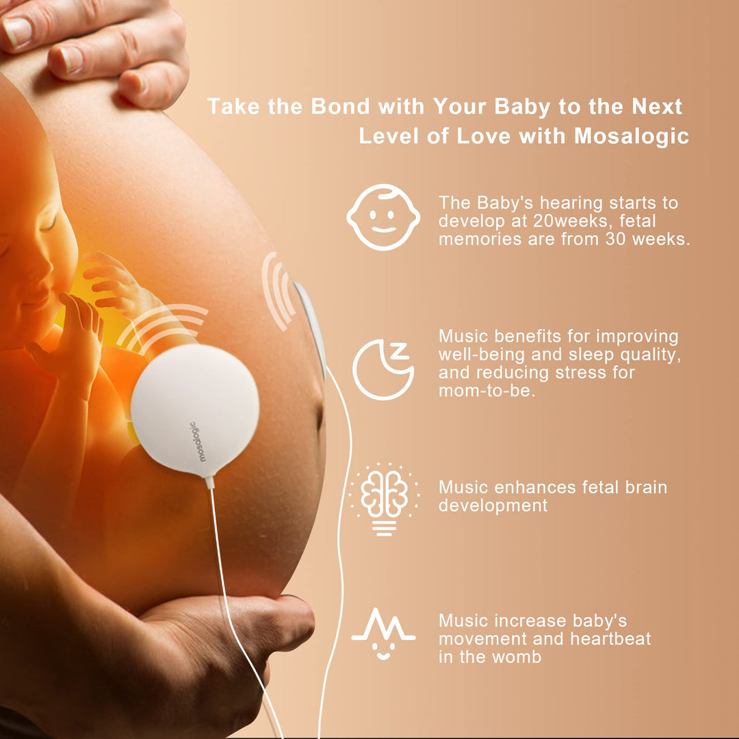 Mosalogic Baby Bump Headphone Pregnancy Headphones Belly Speaker Play Music Voice Story for Baby in The Womb Pregnancy Gift for Mom to Be