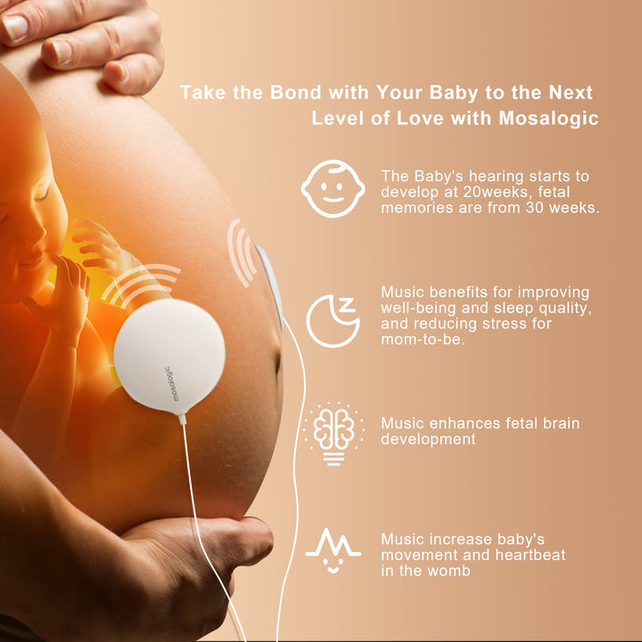 Mosalogic Baby Bump Headphone Pregnancy Headphones Belly Speaker Play Music Voice Story for Baby in The Womb Pregnancy Gift for Mom to Be