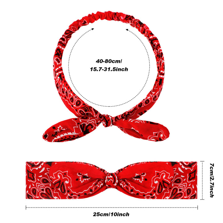 Bandana Knot Headbands Retro Print Headbands Paisley Print Headband Headwrap for Girls and Women (Style B