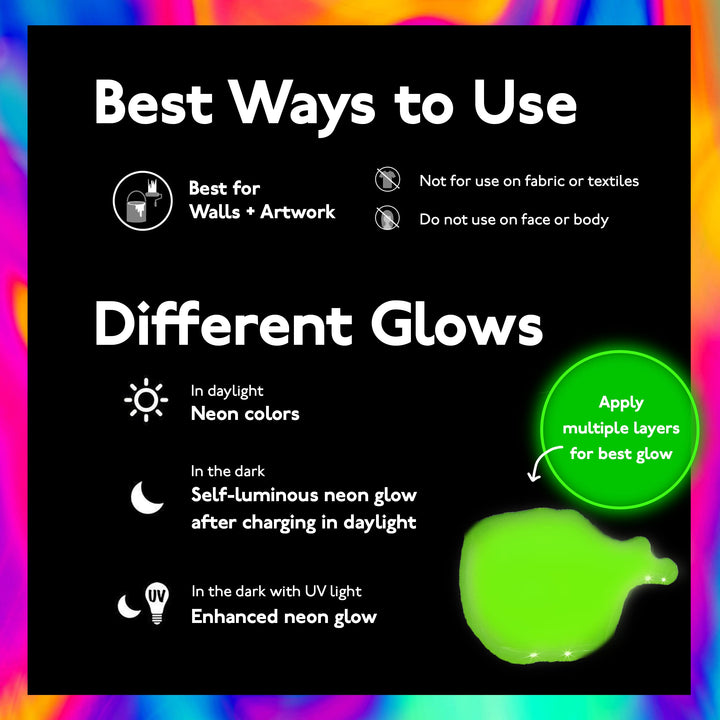 2-in-1 Glow-in-the-Dark Paint, Reflective Acrylic Paints for Outdoor and Indoor Use on Canvas, Walls and Ornament Painting - Easter Egg Painting Decoration, Set of 8, 20 mL