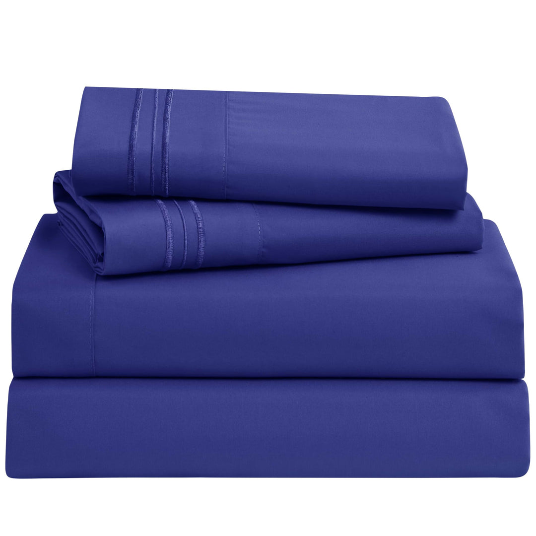 Bed Sheets, Premier 1800 Series 4 Piece Bed Sheet Set, Deep Pocket, Wrinkle, Fade, Stain Resistant, Luxury Soft Bedding Sheets &amp; Pillowcases, King, Royal Blue