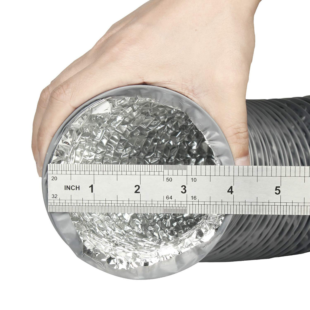 4 Inch Gray Duct Hose by 12 Feet, Flexible 4-Layers Aluminum Dryer Vent Tube Transition Duct Air Hose with 2 Screw Clamps Great for HVAC Duct, Clothes Dryer Duct, Air Duct