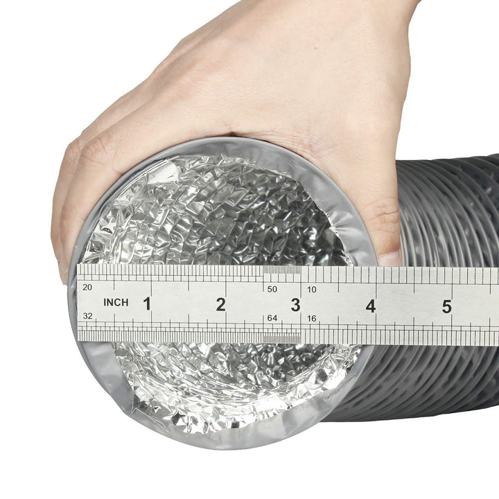 4 Inch Gray Duct Hose by 12 Feet, Flexible 4-Layers Aluminum Dryer Vent Tube Transition Duct Air Hose with 2 Screw Clamps Great for HVAC Duct, Clothes Dryer Duct, Air Duct