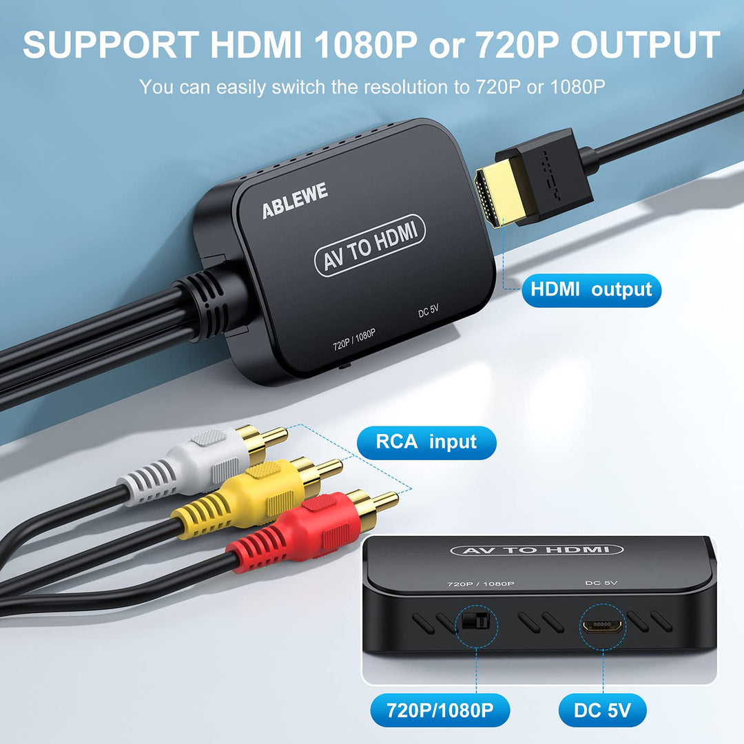 ABLEWE RCA to HDMI Converter, AV to HDMI Converter with