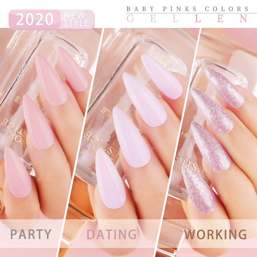Gel Nail Polish Set - Pink Nudes Neutrals 6 Colors Gel Polish, Warm Pastels Nail Gel Polish Set Nail Art DIY Home Gel Manicure Set