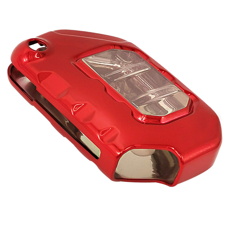 Red Soft TPU Flip Key Fob Cover Case Jacket Skin Bag Glove Holder for 2018 2019 2020 2021 2022 2023 2024 Jeep Wrangler JL JLU Rubicon Gladiator JT Sahara JLU Sport JT Overland Sport S OHT1130261