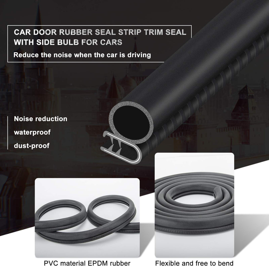 Car Door Rubber Seal Strip with Side Bulb, 20 Feet PVC 