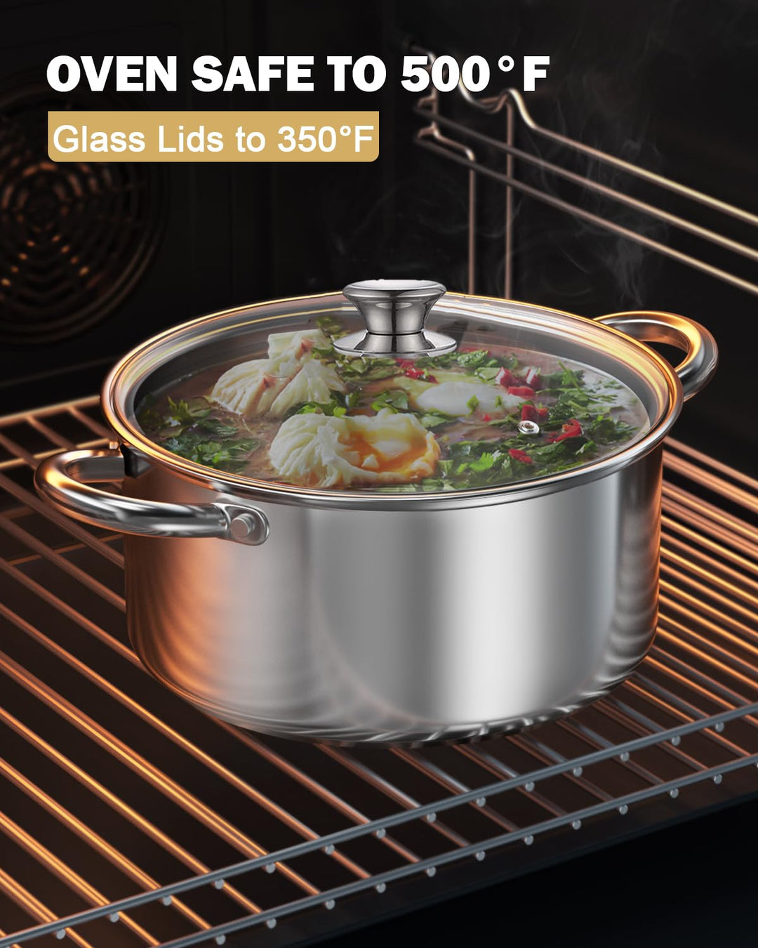 4-Piece 8 Quart Multipots, Stainless Steel Pasta Cooker Steamer
