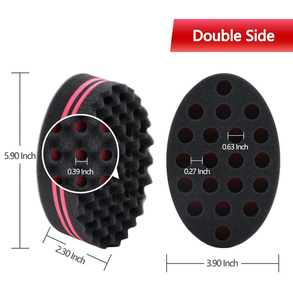 Big Holes Magic Hair Twist Sponges, Barber Sponge Brush for Hair, Hair Sponge for Curls Women and Men with 1 6.69inch Metal Hair Pick (3 pack)