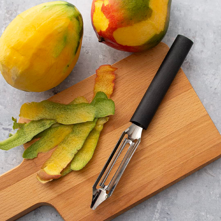 Rada Cutlery Deluxe Vegetable Peeler Blade Stainless Steel Resin Made in the USA, 8-3/8 Inches, Black Handle