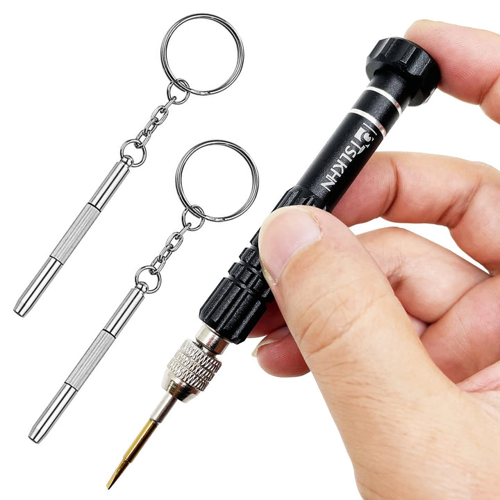 Eyeglass Screwdriver, 5-in-1 Multifunctional Small Screwdriver, S2 Steel Glasses Screwdriver Kits for Eyeglass, Sunglasses, Electronics, Cellphone, Jewelry and More (Black)