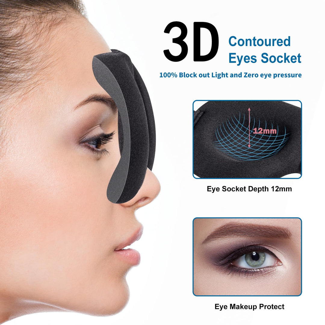 Sleep Mask, 3 Pack Lightweight Comfortable Super Soft Large Adjustable 3D Contoured Eye Masks For Sleeping, Travel, Shift Work, Naps, Night Blindfold Eyeshade For Men Women (Black Red Purple)