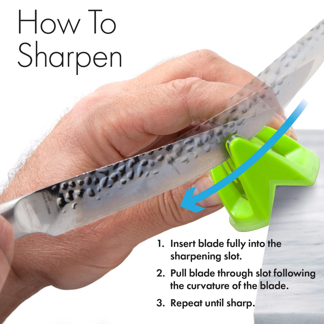 50881 - Edge Grip 2-Stage Knife Sharpener - Green - Coarse &amp; Fine Sharpeners -Compact for Easy Storage - Stable Non-Slip Base - Soft Grip Rubber Handle - Straight &amp; Serrated Knives