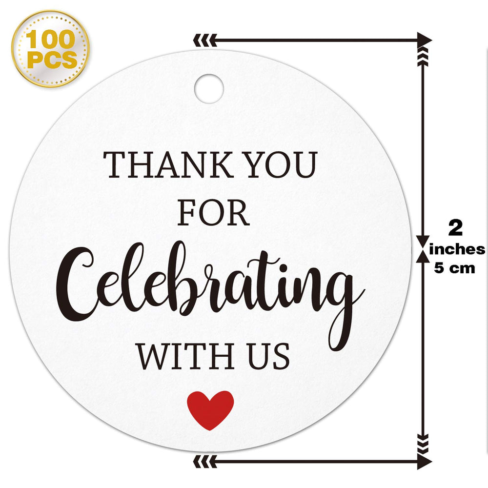 Thank You for Celebrating with Us Tags, 100Pcs White Th