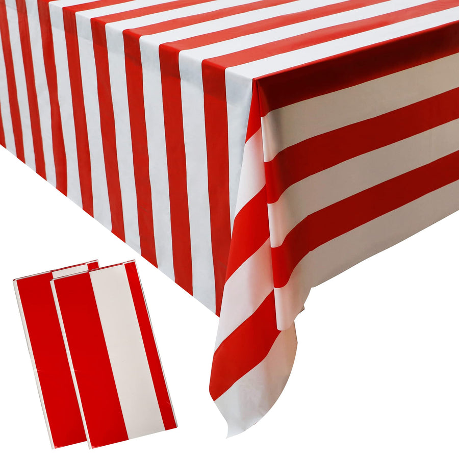 peony man 2 Pieces Red and White Striped Tablecloth Pla