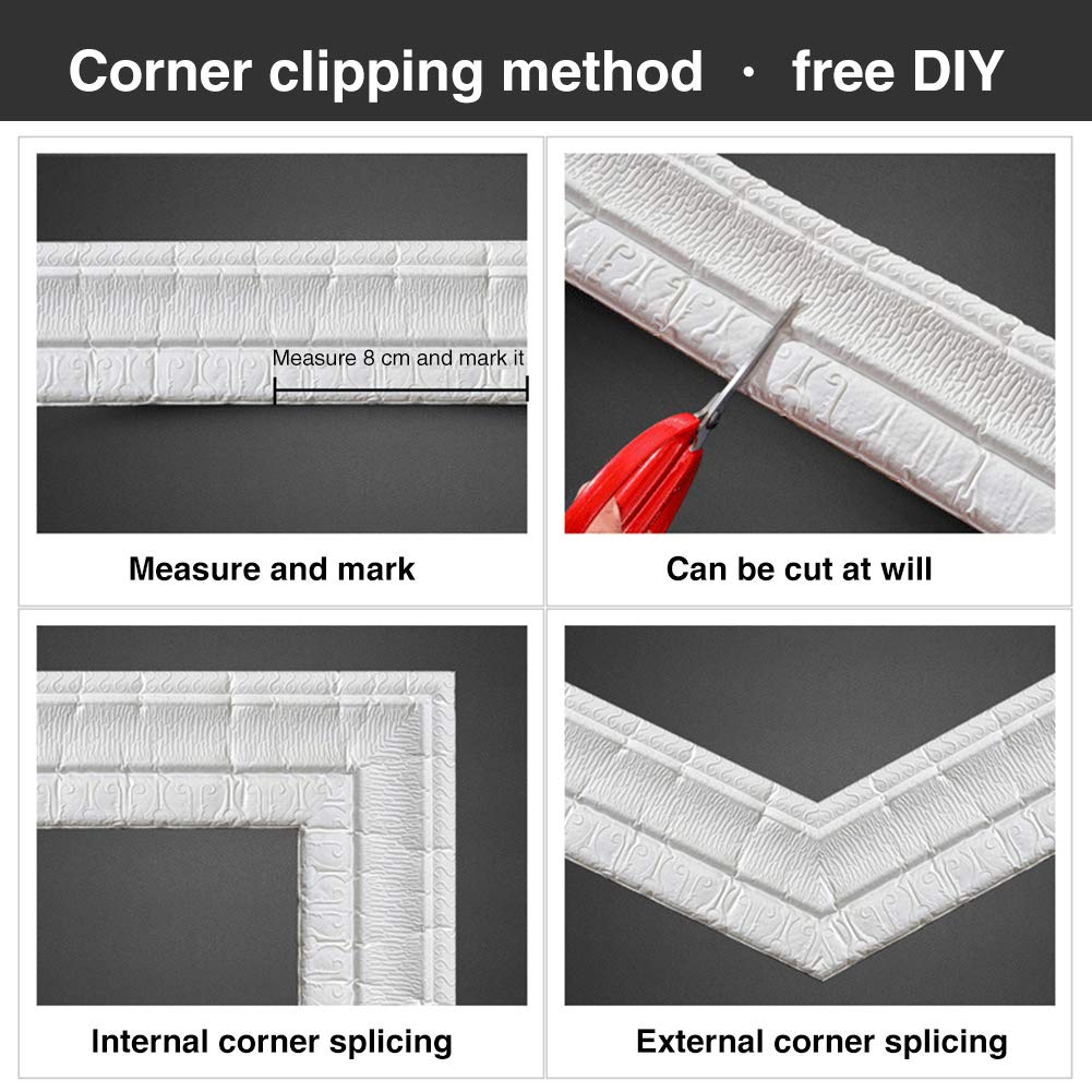 Wall Sticker Border Self-Adhesive 3D Pattern Sticker Wallpaper Borders Home Decor for Floor Ceiling Window Wall DIY Decoration (3.15x90.55inch)