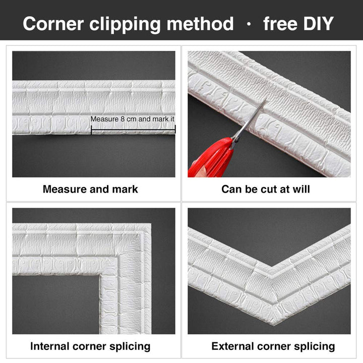 Wall Sticker Border Self-Adhesive 3D Pattern Sticker Wallpaper Borders Home Decor for Floor Ceiling Window Wall DIY Decoration (3.15x90.55inch)