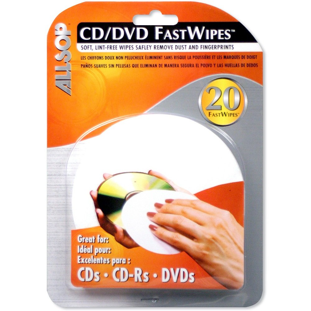 Allsop CD and DVD FastWipes, lint-free wipes for cleani