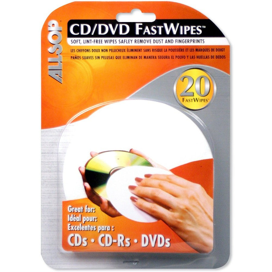 Allsop CD and DVD FastWipes, lint-free wipes for cleani