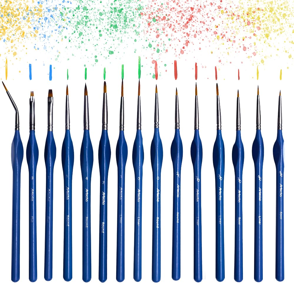 Artecho 15pcs Fine Detail Paint Brushes Set, Miniature 