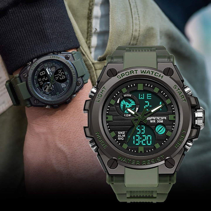 Men&#39;s Watches Sports Outdoor Waterproof Military Watch Date Multi Function Tactics LED Alarm Stopwatch