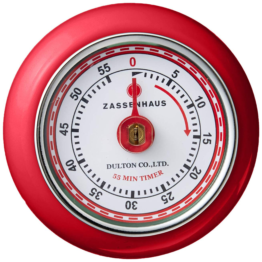 Magnetic Retro Kitchen Timer, Classic Mechanical Cooking Timer (Red), 2.75-Inch