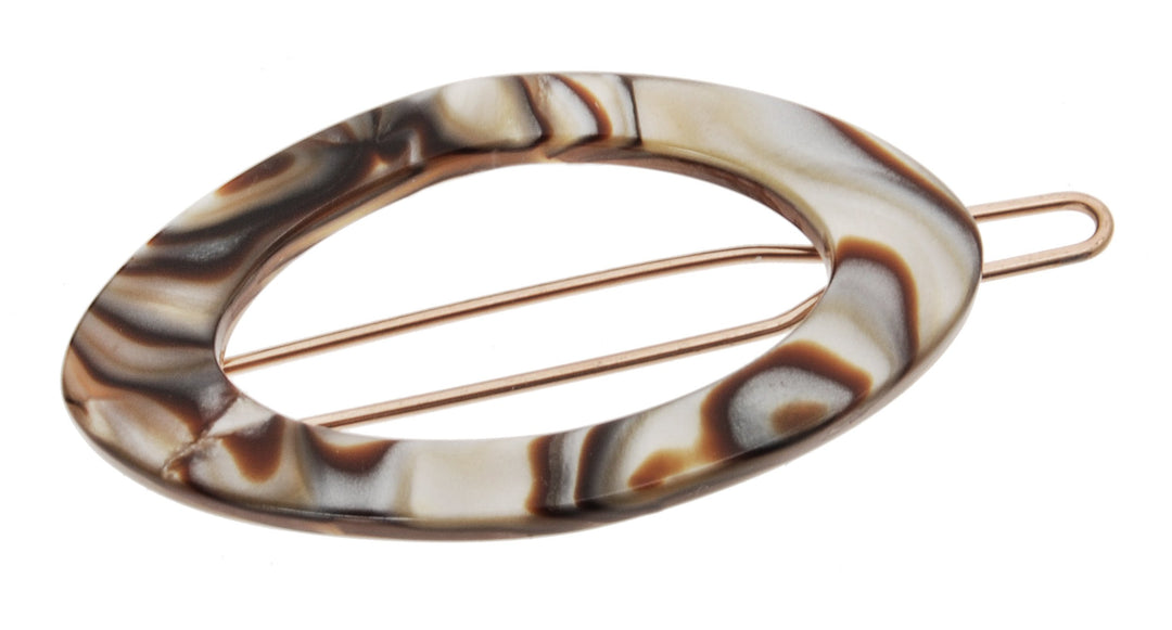 Narrow Oval on Tige Boule Barrette - Onyx