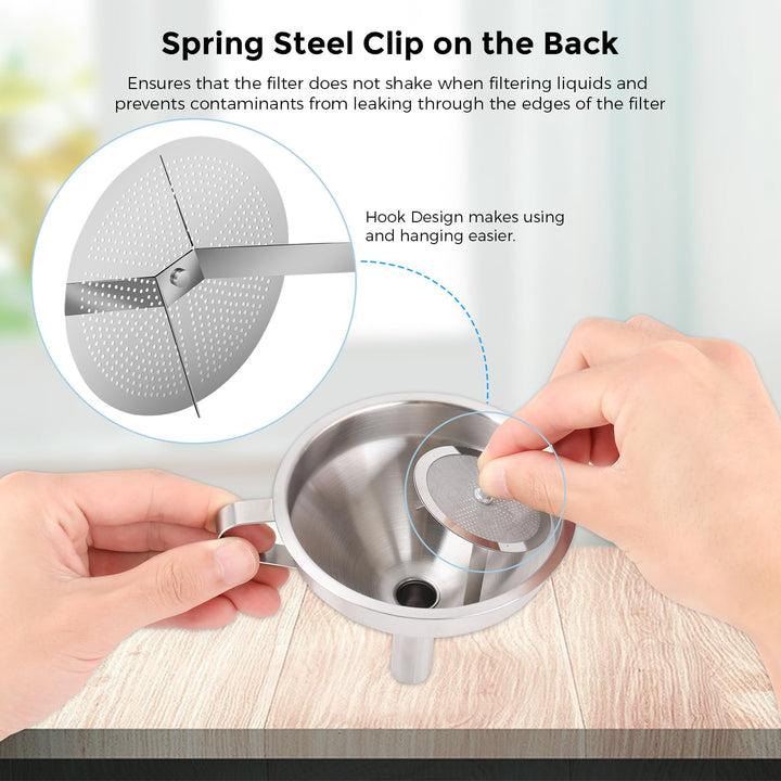 3D Stainless Steel Funnel, Resin Funnel Filter Cup for SLA/DLP/LCD Resin 3D Printer UV Resin, Double-Strainer Filter for 3D Printing Liquid, Coming with Resin Cleaning Kit