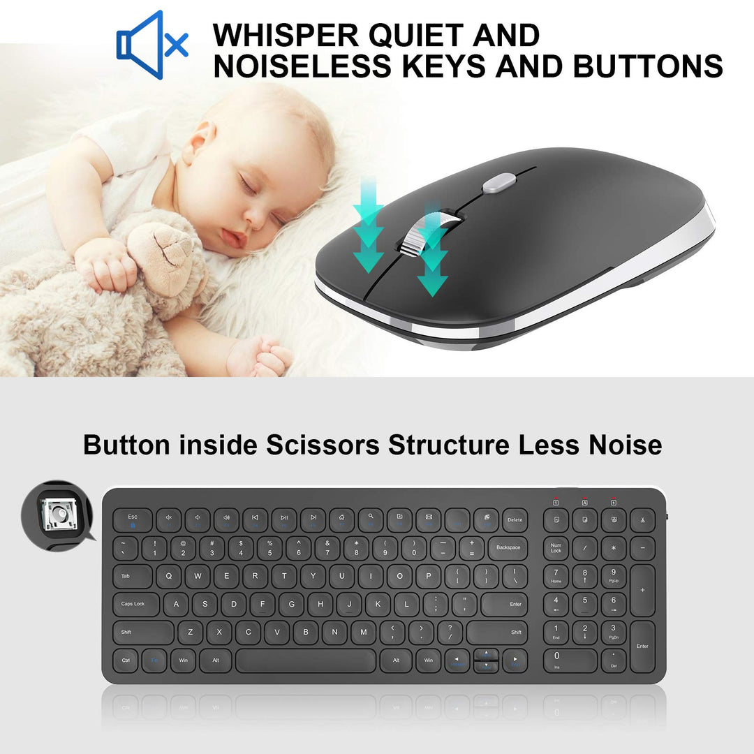 cimetech Wireless Keyboard Mouse Combo, Compact Full Si