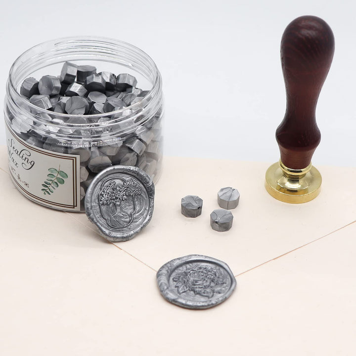 230 Pcs Metallic Luster Sealing Wax Beads for Wax Seal Stamp, Perfect for Cards Envelopes, Wedding Invitations, Wine Packages, Gift Wrapping (Silver)