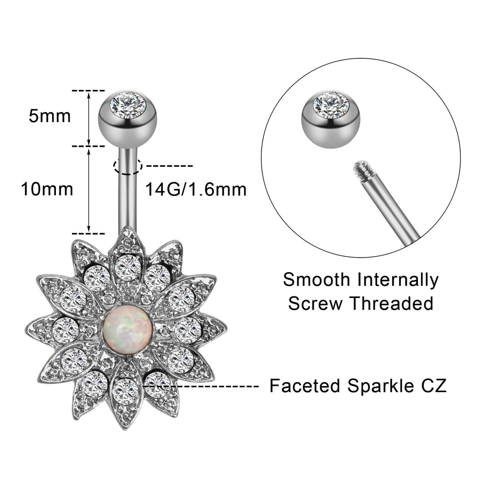 Dangle Belly Button Rings Surgical Stainless Steel for Women 5 PCS Set (Rose Gold)