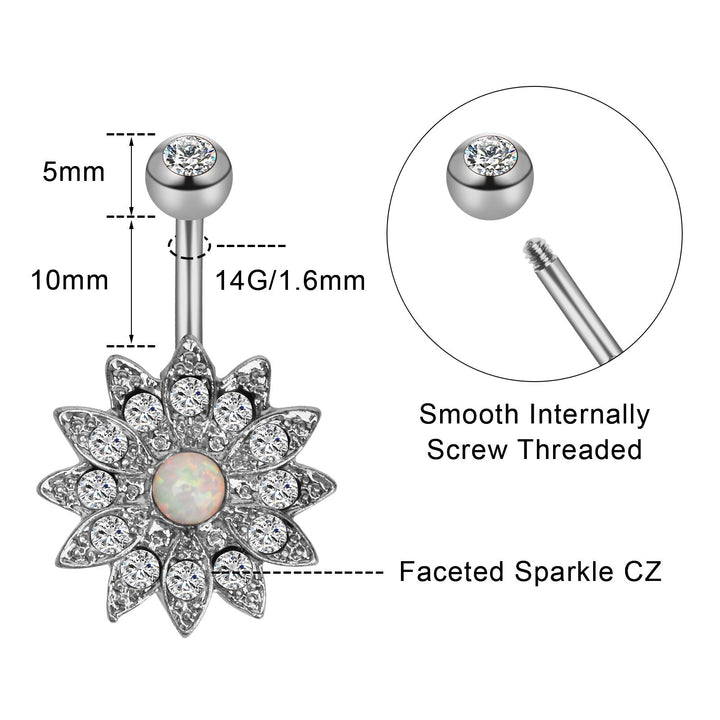 Dangle Belly Button Rings Surgical Stainless Steel for Women 5 PCS Set (Rose Gold)