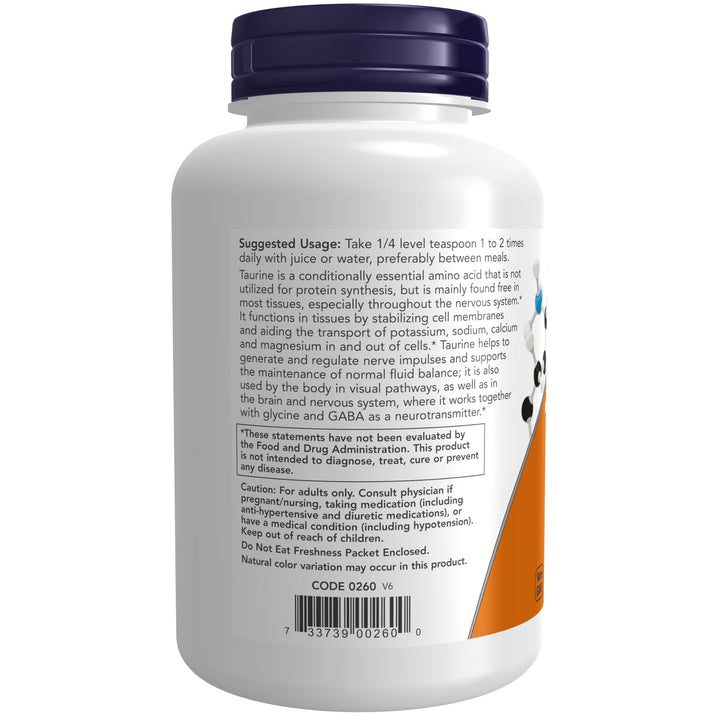 NOW Foods Supplements, Taurine Pure Powder, Nervous Sys