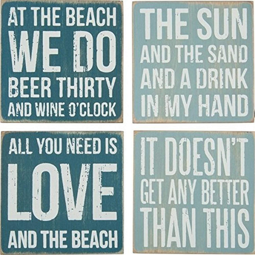 Primitives By Kathy Square Drink Coaster Set, 4, Beach