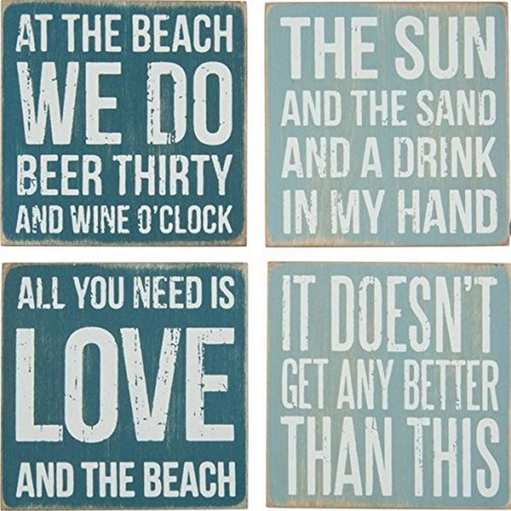 Primitives By Kathy Square Drink Coaster Set, 4, Beach