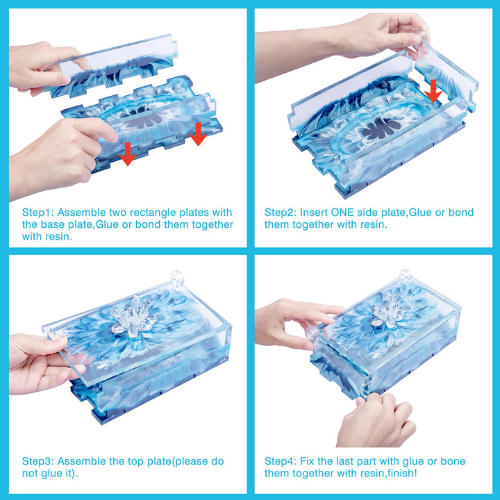 Resin Rectangle Box Mold, Epoxy Resin Silicone Large Storage Container with Lid Set Mould for Casting, Perfect for Dominoes Coffee Pod Jewelry Napkin Candy Cosmetics Trinket Crafts DIY Organizer