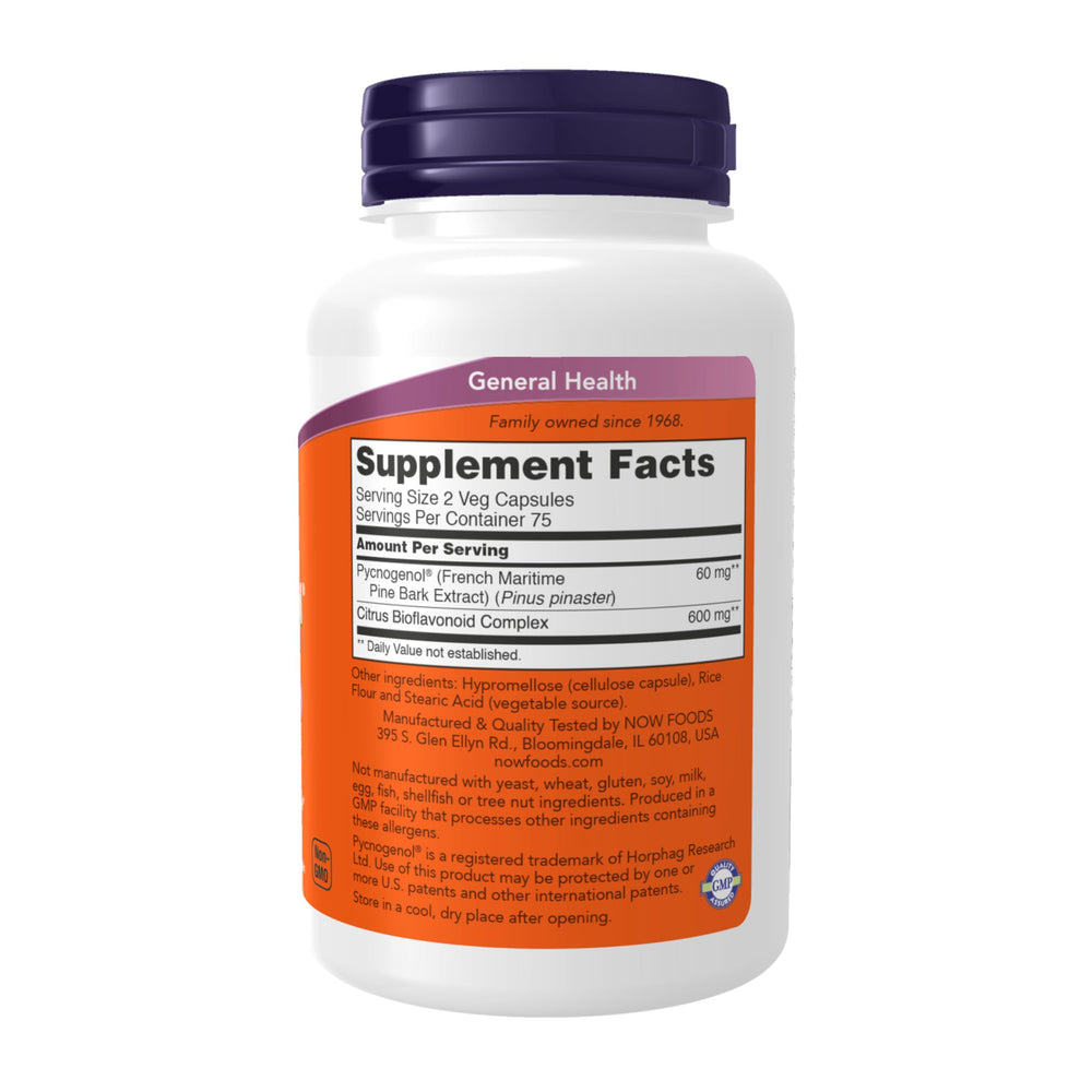 Supplements, Pycnogenol 30 mg (a Unique Combination of Proanthocyanidins from French Maritime Pine) with 300 mg Bioflavonoids, 150 Veg Capsules