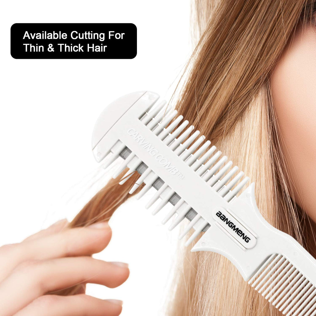 Hair Cutter Comb, Shaper Hair Razor Comb, Split Ends Hair Trimmer Styler, Double Edge Razor Blades for Thinning, Hair Cutting and Styling, Extra 5 Blades Included