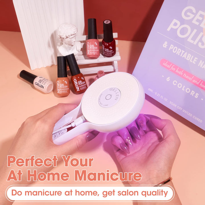 Gel Nail Polish Set - Black White Gray Gel Polish 6 Colors, Glitter Pink Nail Polish Soak Off Gel Nail Kit Home Gel Manicure Set
