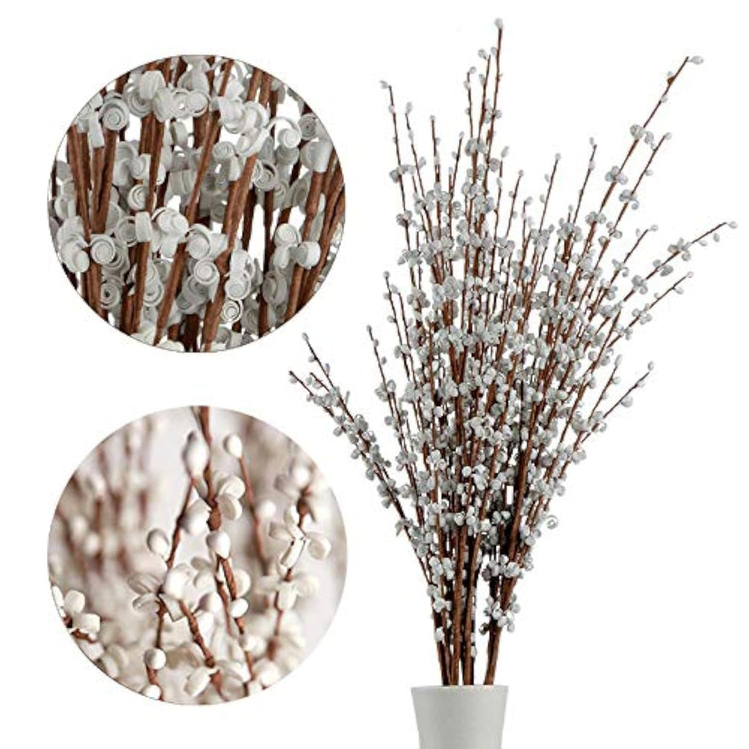 5Pcs 75CM Long Artificial Flower Winter Jasmine Folk Pip Berry Plant Dry Branches for Wedding Home Office Party Hotel Table Vase Christmas Decor - Blue