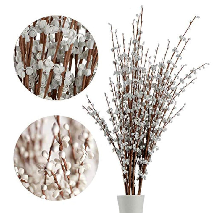 5Pcs 75CM Long Artificial Flower Winter Jasmine Folk Pip Berry Plant Dry Branches for Wedding Home Office Party Hotel Table Vase Christmas Decor - Blue
