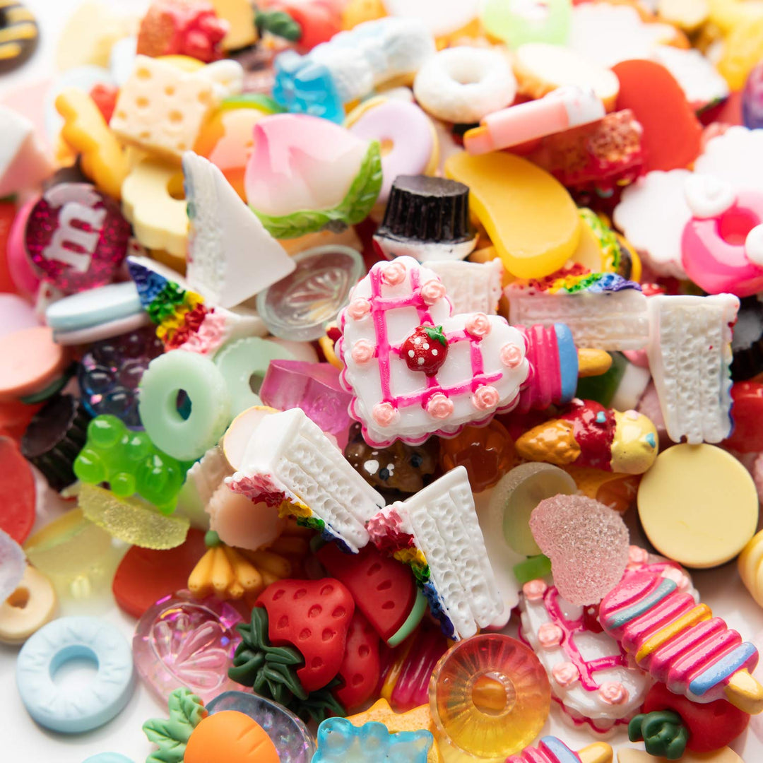 Slime Charms Food Cute Set - Mixed Lot Assorted Food Resin Flatback Cute Sets for DIY Crafts Making,Decorations,Scrapbooking,Embellishments,Hair Clip 25pcs