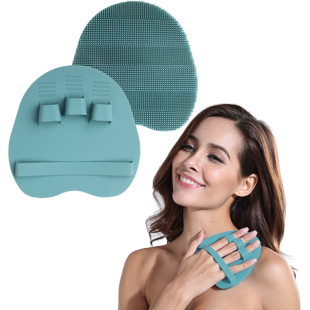 Soft Silicone Body Scrubber Shower Brush Body Wash Bath Exfoliating Glove, Skin SPA Massage Scrub, Fit for Sensitive and All Kinds of Skin (Dark Green)