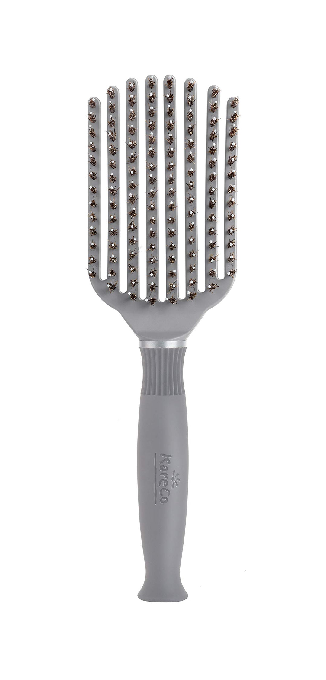 (All New) KareCo Tangle Buster Flexible Paddle Brush, Detangler & Styler for All Hair Types | Dual Nylon and Boar Bristles (9 Fingers)