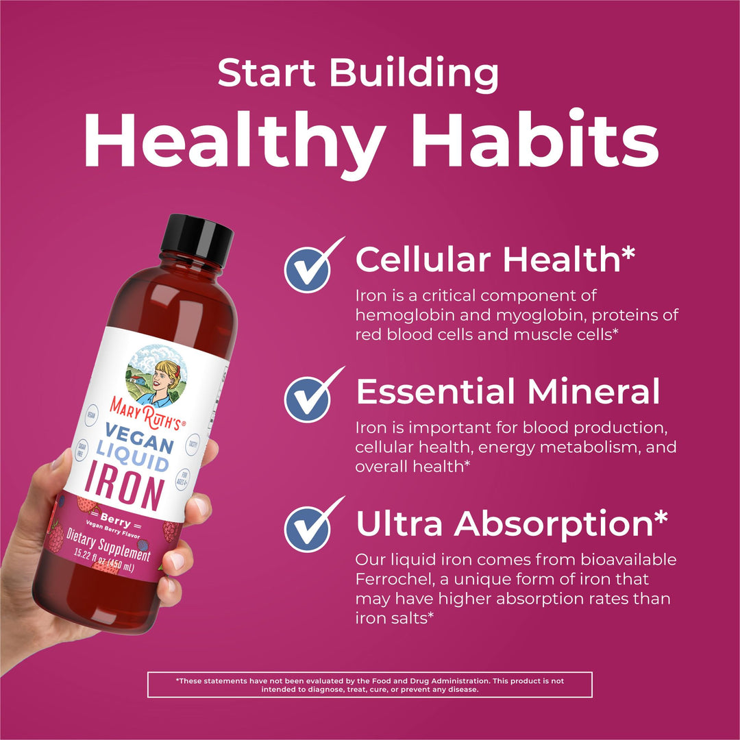 Iron Supplement for Women Men &amp; Kids, Liquid Iron Supplement for Women Men &amp; Kids, Iron for Healthy Blood &amp; Oxygen, Ages 4 &amp; Up, Sugar Free, Vegan, Non-GMO, Gluten Free, 15.22 Fl Oz