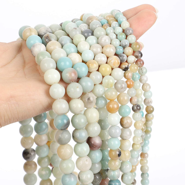 45pcs 8mm Black Point Amazon Natural Stone Beads for Jewelry Making, Energy Stone Healing Power,Enjoy DIY Fun