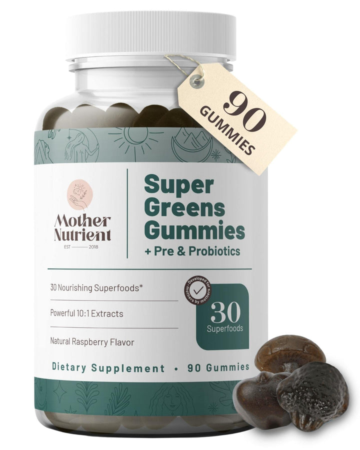 Super Greens Gummies for Women, Adults - with Prebiotics &amp; Probiotics, Not 8, but 30 Powerful Greens Superfoods - Multivitamin Veggie Chewables (90 Gummies)